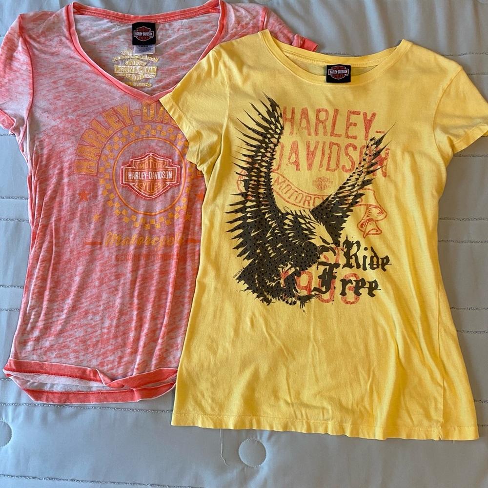 Harley-Davidson Womens Medium orange and Yellow T-Shirts